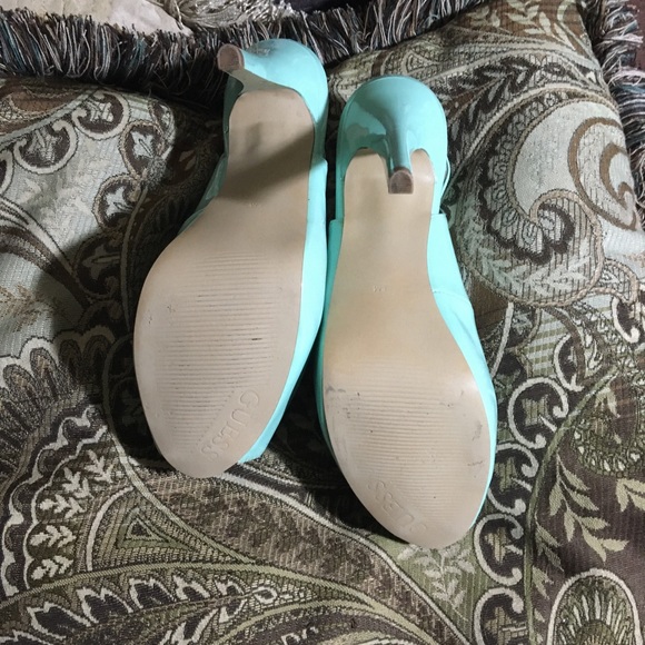 GORGEOUS MINT GREEN PEEP TOE SLING BACK HIGH HEEL SHOE PUMP FABULOUS FUN - Picture 9 of 11